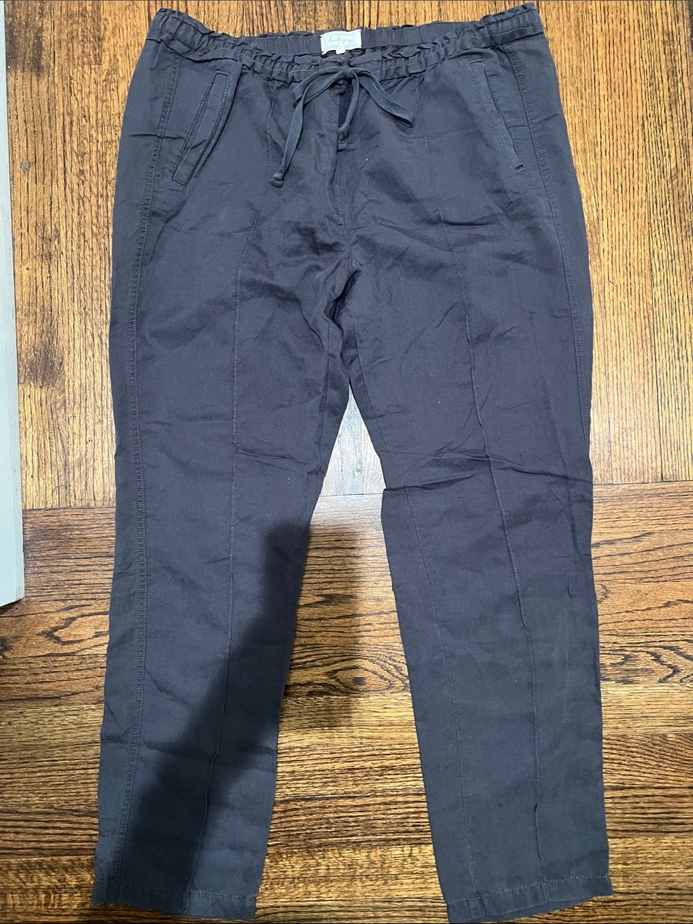Lou & Grey Women's Straight Leg Grey Drawstring Linen Pants